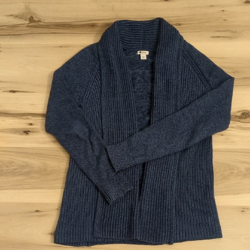 EUC L.L. Bean Shaker Stitch Open Front Cotton Cardigan Medium